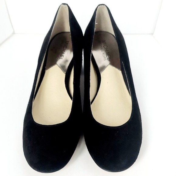 EUC Michael Kors Arabella Blk Suede Block Kitten Jeweled Heel Dress Pumps Size 7 - Picture 3 of 6